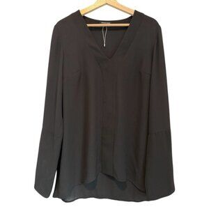 Amanda Maria Black Relaxed Fit Blouse Long Sleeve V-neck Top size 12